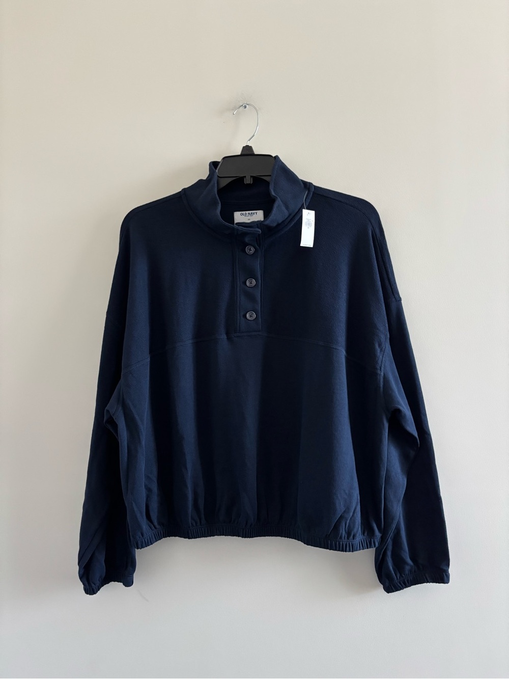 Old Navy Sweatshirt So Comfy Terry Fleece Navy Blue Women 2X NWT Athletic Casual - Picture 3 of 12